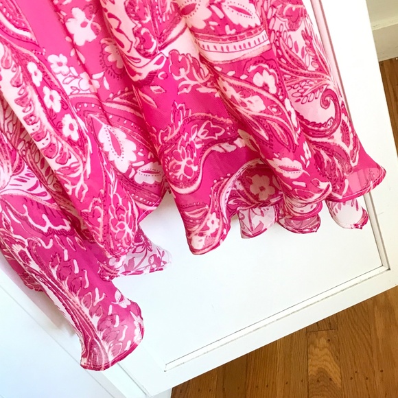 TAYLOR Floral Paisley Pink Midi Dress V Neck Faux Wrap Women’s Plus Size 16W - Picture 5 of 16